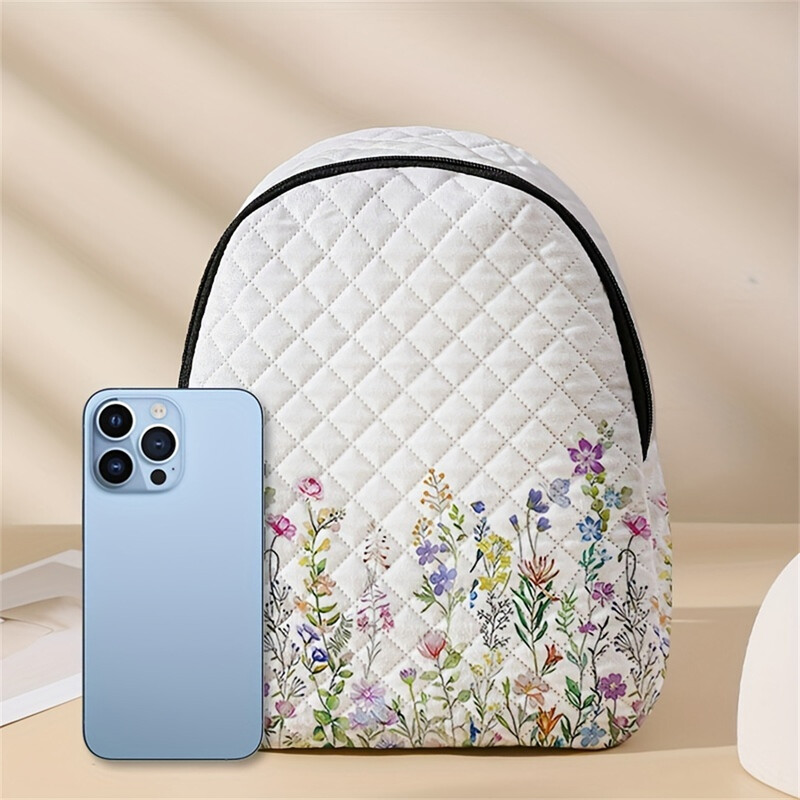 1 buc, rucsac imprimat cu model de flori, rucsac mic casual cusut cu diamante, rucsac casual pentru exterior
