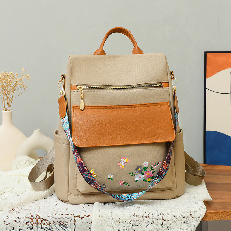 2024. gada jauna modes retro sieviešu plecu soma Augstas kvalitātes izšūta sieviešu mugursoma Skolas studentu liela ietilpība grāmatu somas Sac