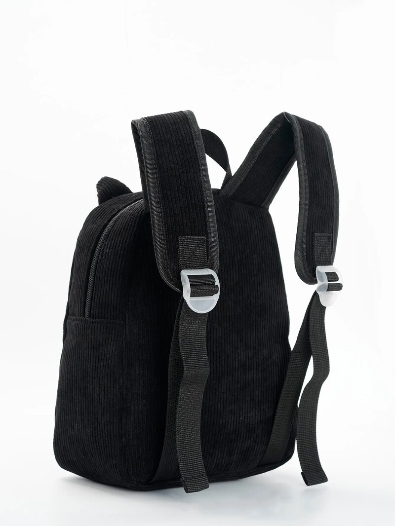 1бр. Детска раница от рипсено кадифе с бродерия на сладко коте и лапа, подходяща за момичета, момчета, детска градина, училищен празничен подарък