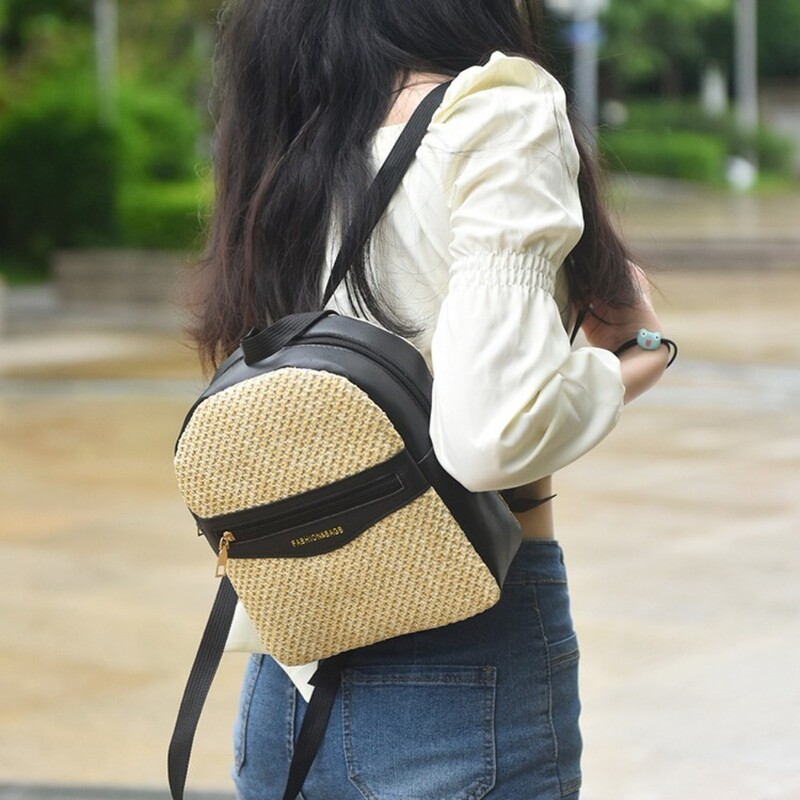 Salmu auduma plecu soma pārnēsājama rāvējslēdzēja viegla sieviešu mugursoma, liela ietilpība studentu skolas soma ceļojumiem