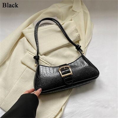 Geantă elegantă din piele PU pentru femei, geantă de umăr de culoare solidă, geantă de subrat, la modă, portabilă, de mare capacitate