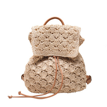 Ψάθινο σακίδιο πλάτης Γυναικείο σχέδιο Casual Woven Travel Bag Rattan Beach Holiday style Γυναικείο πλεκτό κορδόνι κορεάτικο σακίδιο