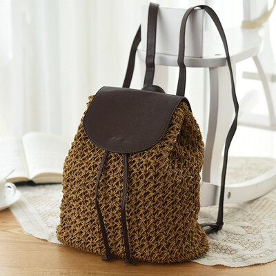 Vasaras dobuma mugursoma aukliņa Hasp salmu soma Skolas soma Adīšana Mugursoma Pludmales soma Ceļojumu brīvdienu sieviešu rokassoma Bolsas