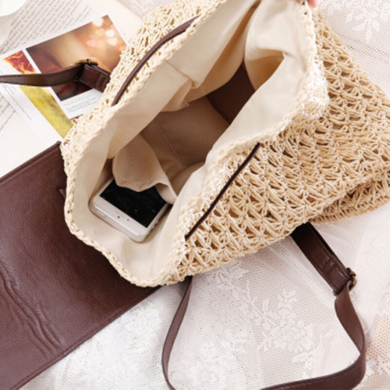 Vasaras dobuma mugursoma aukliņa Hasp salmu soma Skolas soma Adīšana Mugursoma Pludmales soma Ceļojumu brīvdienu sieviešu rokassoma Bolsas