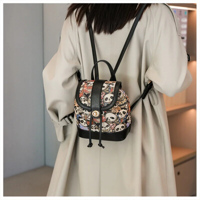 Roz 2024 rucsac nou pentru femei, geantă de umăr imprimată cu desene animate, rucsac pentru studenți, genți de călătorie din pânză de capacitate pentru colegiu, geantă de mână fată