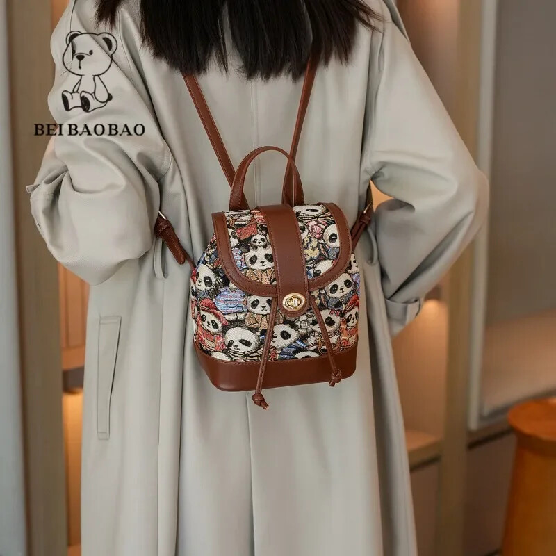 Roz 2024 rucsac nou pentru femei, geantă de umăr imprimată cu desene animate, rucsac pentru studenți, genți de călătorie din pânză de capacitate pentru colegiu, geantă de mână fată