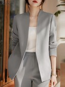 ZANZEA Toamna Commute Blazer Solid Moda Coreeană Femei Ocazional Office Lady Costum Paltoane Gât în V Blazer Elegant cu mânecă lungă Topuri