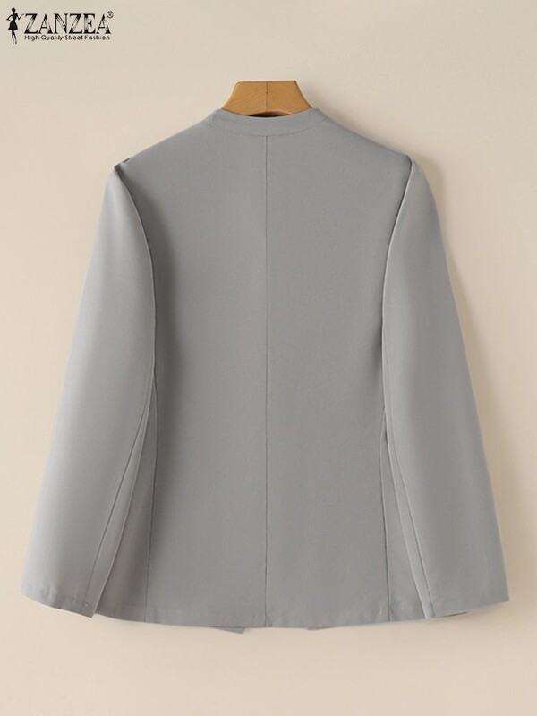 ZANZEA Toamna Commute Blazer Solid Moda Coreeană Femei Ocazional Office Lady Costum Paltoane Gât în V Blazer Elegant cu mânecă lungă Topuri