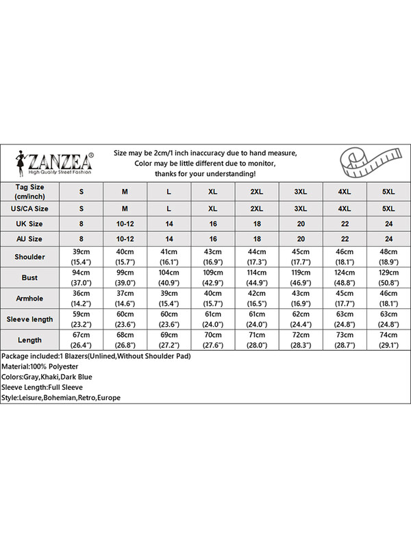 ZANZEA Toamna Commute Blazer Solid Moda Coreeană Femei Ocazional Office Lady Costum Paltoane Gât în V Blazer Elegant cu mânecă lungă Topuri