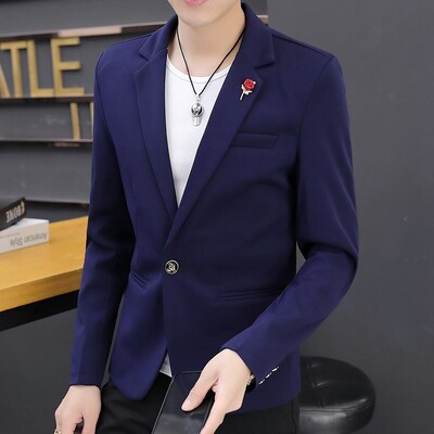 Jachetă pentru bărbați, albastru, petrecere, în dungi, costume și blazere pentru bărbați, haine în stil coreean cu piept, paltoane, modă de primăvară 2024, nou în