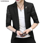 VERSMA pavasario vasaros berniukų languotas pusrankovių vyriškos striukės bombonešiu paltai japoniškos permatomos plonos beisbolo striukės, vyriškos dropshipping