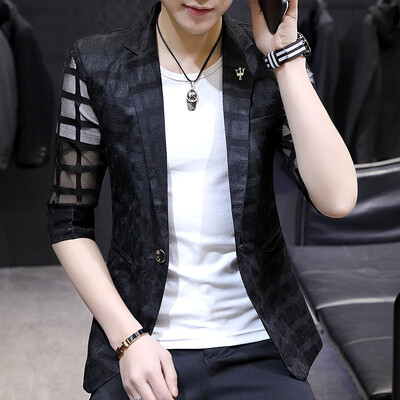 VERSMA pavasario vasaros berniukų languotas pusrankovių vyriškos striukės bombonešiu paltai japoniškos permatomos plonos beisbolo striukės, vyriškos dropshipping