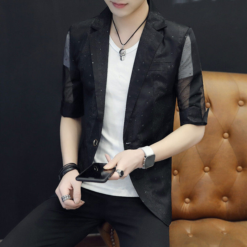 VERSMA pavasario vasaros berniukų languotas pusrankovių vyriškos striukės bombonešiu paltai japoniškos permatomos plonos beisbolo striukės, vyriškos dropshipping