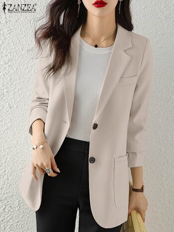 ZANZEA Fashion Women Autumn OL Work Blazer Κομψά, μασίφ ρούχα γραφείου Φαρδιά λεπτά μπουφάν Mujer Κομψά casual κοστούμια παλτό 2024