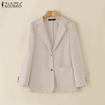 ZANZEA modni ženski jesenski OL radni sako Elegantna jednobojna uredska vanjska odjeća Široke tanke jakne Mujer Elegantna ležerna odijela Kaputi 2024.