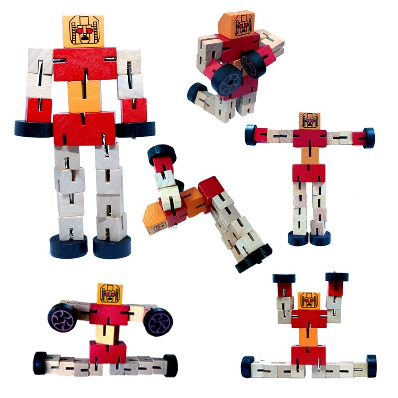 Fidget Робот, Антистрес, Логическа, Дървена, 15х7 см