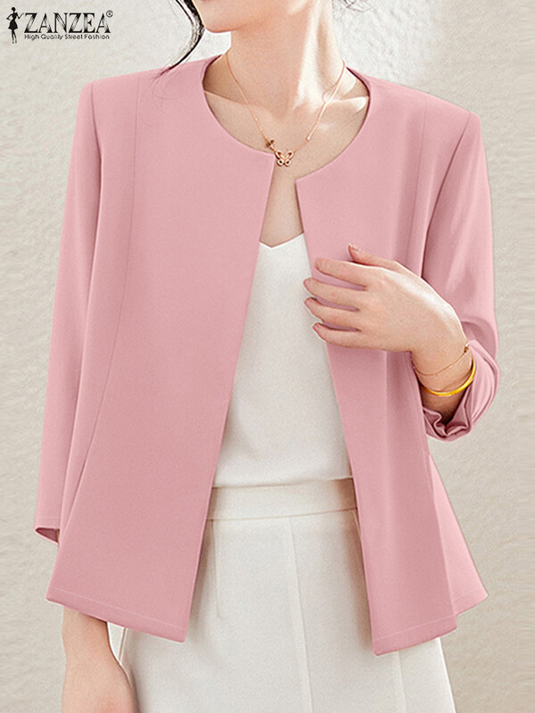 ZANZEA ženski modni kardigan, jesen, elegantna jednobojna bluza, ležerna majica za zabave Ženska majica s dugim rukavima, otvoreni prednji kimoni