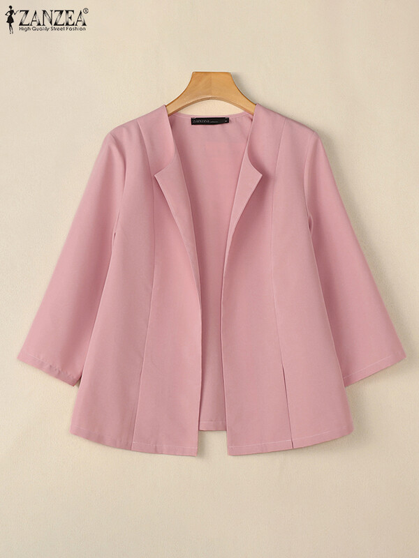 ZANZEA ženski modni kardigan, jesen, elegantna jednobojna bluza, ležerna majica za zabave Ženska majica s dugim rukavima, otvoreni prednji kimoni