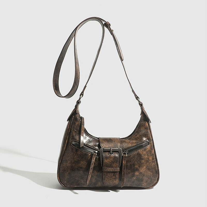 Geantă de umăr de damă din piele PU cu design retro, geantă de umăr Y2K mică, retro, pentru axila, geantă de mână pentru femei-ll