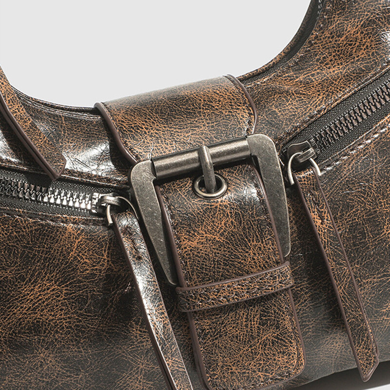 Geantă de umăr de damă din piele PU cu design retro, geantă de umăr Y2K mică, retro, pentru axila, geantă de mână pentru femei-ll