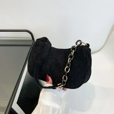 1PC Genți de mână vintage de modă pentru femei, geantă de subrat din velur, genți de umăr pentru femei, de culoare solidă, cu fermoar, poșeta de mână pentru femei