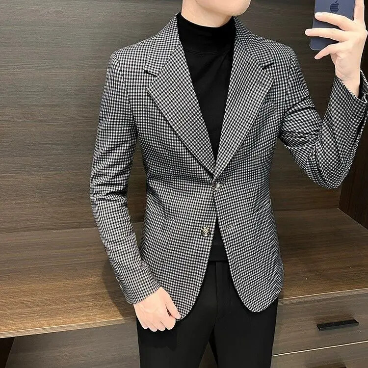 Costume pentru bărbați și sacouri cu un singur piept Nou în stil coreean Jachetă de înaltă calitate pentru bărbați Original Gentleman la modă paltoane largi