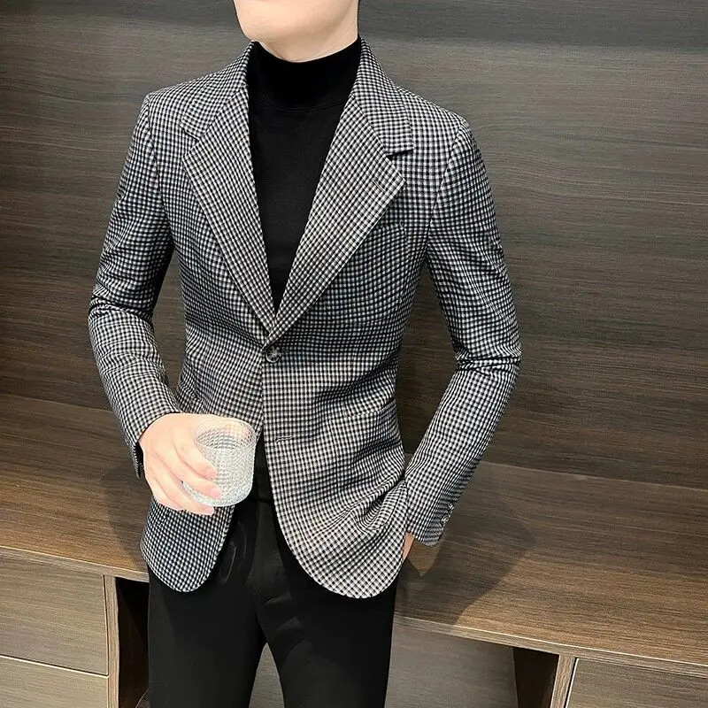 Costume pentru bărbați și sacouri cu un singur piept Nou în stil coreean Jachetă de înaltă calitate pentru bărbați Original Gentleman la modă paltoane largi