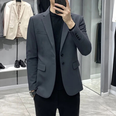 Blazer pentru bărbați, rochie subțire de afaceri, maro, pentru bărbați, jachete, haine în stil coreean, haină ocazională, la modă, de înaltă calitate, 2024