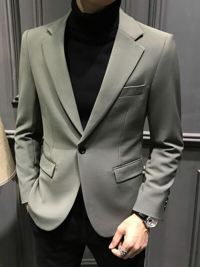 Blazer pentru bărbați, rochie subțire de afaceri, maro, pentru bărbați, jachete, haine în stil coreean, haină ocazională, la modă, de înaltă calitate, 2024