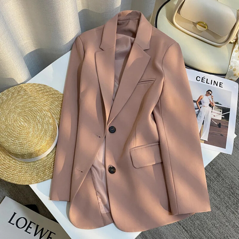 Costum versatil ocazional elegant Top Culoare roz Jachetă blazer damă stil nou primăvară 2024 modă simplă la modă pentru navetă