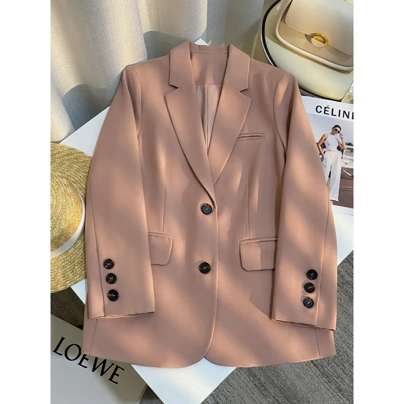 Costum versatil ocazional elegant Top Culoare roz Jachetă blazer damă stil nou primăvară 2024 modă simplă la modă pentru navetă