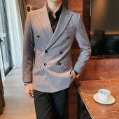 Jachetă pentru bărbați cu două piepte paltoane de înaltă calitate Nou în costume și blaze pentru bărbați Original Vintage Gentleman Designer de lux Casual