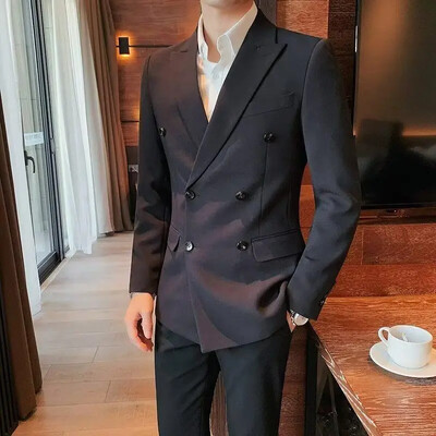 Jachetă pentru bărbați cu două piepte paltoane de înaltă calitate Nou în costume și blaze pentru bărbați Original Vintage Gentleman Designer de lux Casual