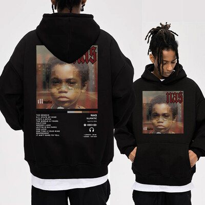 Rapper Nas Illmatic Naslovnica albuma Hoodie Sweatshirts Muškarci Ženska odjeća Moda Retro Hip Hop Oversize Hoodie Streetwear Puloveri