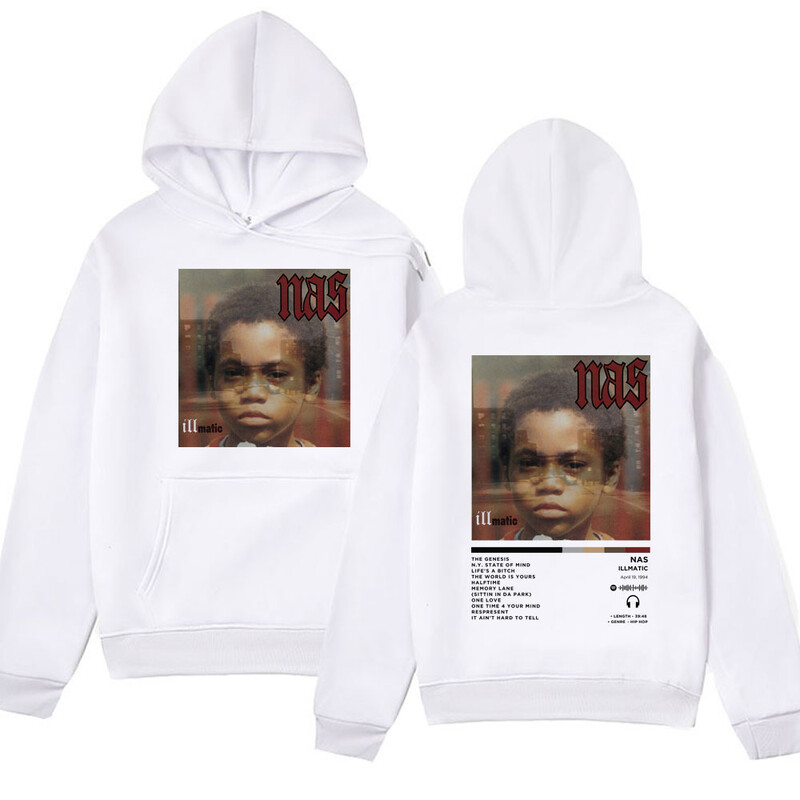 Rapper Nas Illmatic Naslovnica albuma Hoodie Sweatshirts Muškarci Ženska odjeća Moda Retro Hip Hop Oversize Hoodie Streetwear Puloveri