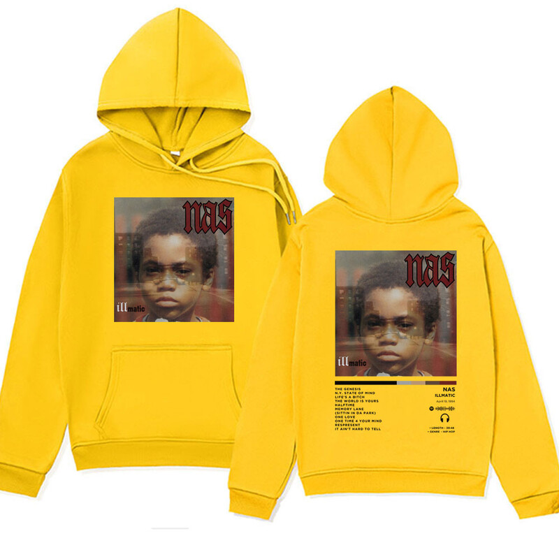Rapper Nas Illmatic Naslovnica albuma Hoodie Sweatshirts Muškarci Ženska odjeća Moda Retro Hip Hop Oversize Hoodie Streetwear Puloveri