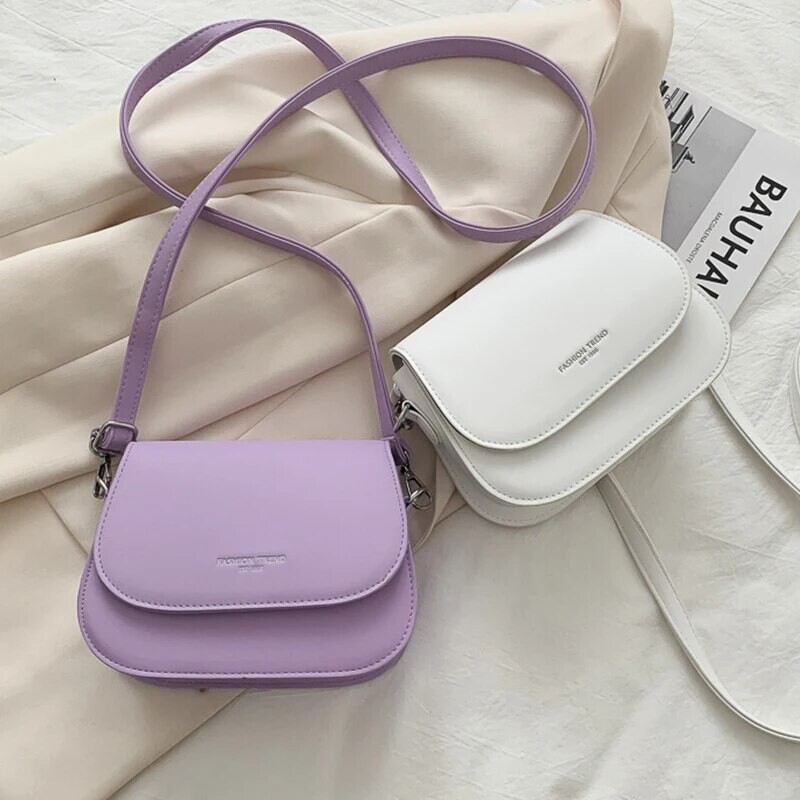 Ženska torba preko ramena Nova jednobojna modna preklopna torba Retro ležerna jednostavna torba preko ramena