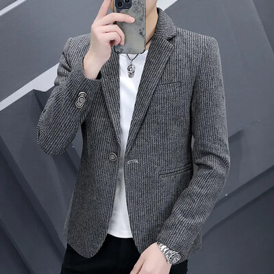 Vīriešu kostīmi un bleizeri Brūna biznesa jaka vīriešiem mēteļi ar vienrindu kleitu jakas Premium augstas kvalitātes vasaras vienkārši