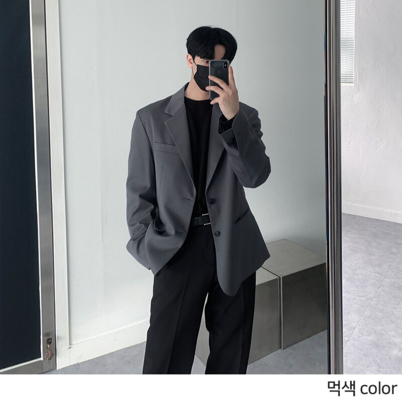 Vīriešu uzvalka jaka, japāņu un korejiešu stila High Sense Spring Trend ikdienas mazs uzvalks, melna liela izmēra jaka