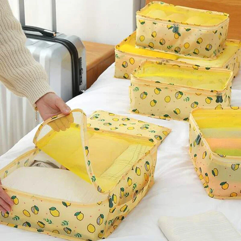 Novi set od 7 komada Putne torbe za pohranu Kućni organizator za odjeću Cipele Pakiranje prtljage Kockasti kovčeg Uredna torbica