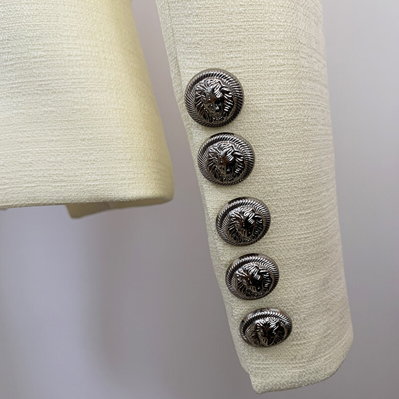 HIGH STREET Najnoviji klasični dizajnerski sako iz 2024., ženski sako s dvostrukim kopčanjem, uskim krojem, pastelnožuta dizajnerska jakna