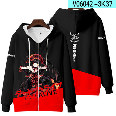 Anime Date A Live Girl Tokisaki Kurumi Nightmare Hanorac pentru femei Bărbați Hanorac cu glugă y2k Casual Băiat fete copii Jachete Mantoane