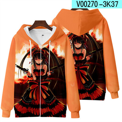 Anime Date A Live Girl Tokisaki Kurumi Nightmare Hanorac pentru femei Bărbați Hanorac cu glugă y2k Casual Băiat fete copii Jachete Mantoane