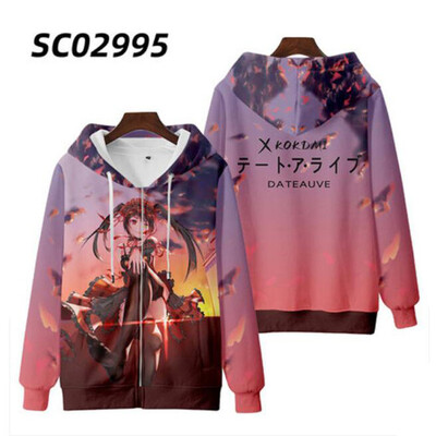 Anime Date A Live Girl Tokisaki Kurumi Nightmare Hanorac pentru femei Bărbați Hanorac cu glugă y2k Casual Băiat fete copii Jachete Mantoane