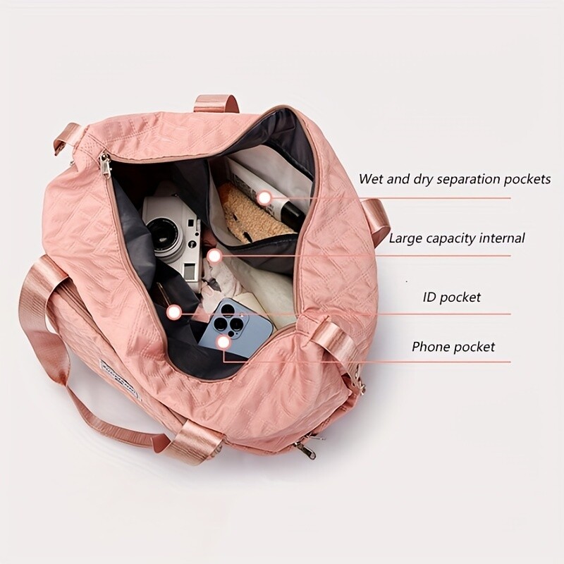 Geantă de călătorie de capacitate mare pentru femei, cu model Argyle, geantă de peste noapte, îngroșată, pentru depozitare.