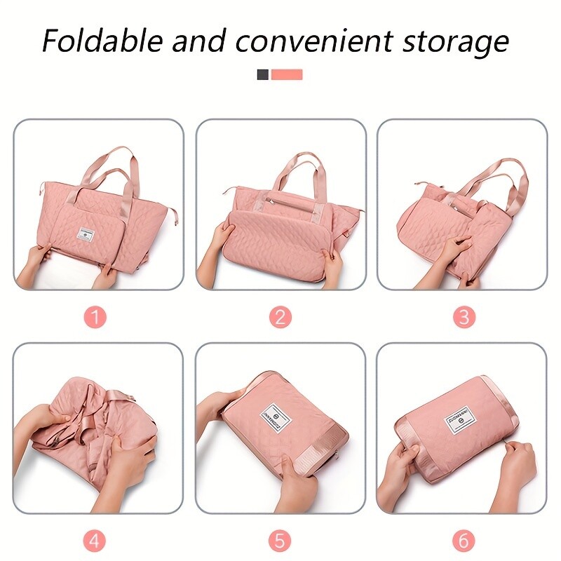 Geantă de călătorie de capacitate mare pentru femei, cu model Argyle, geantă de peste noapte, îngroșată, pentru depozitare.