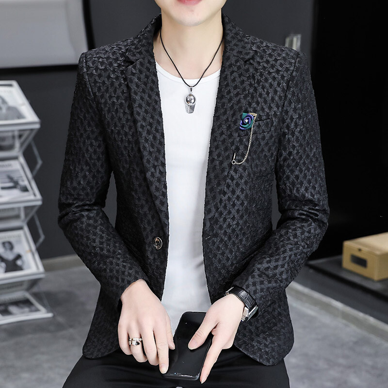 Jesen 2024. Novo muško modno zgodno poslovno odijelo u trendu, korejska verzija, uski kroj, sve, jakna Mujer, poliester