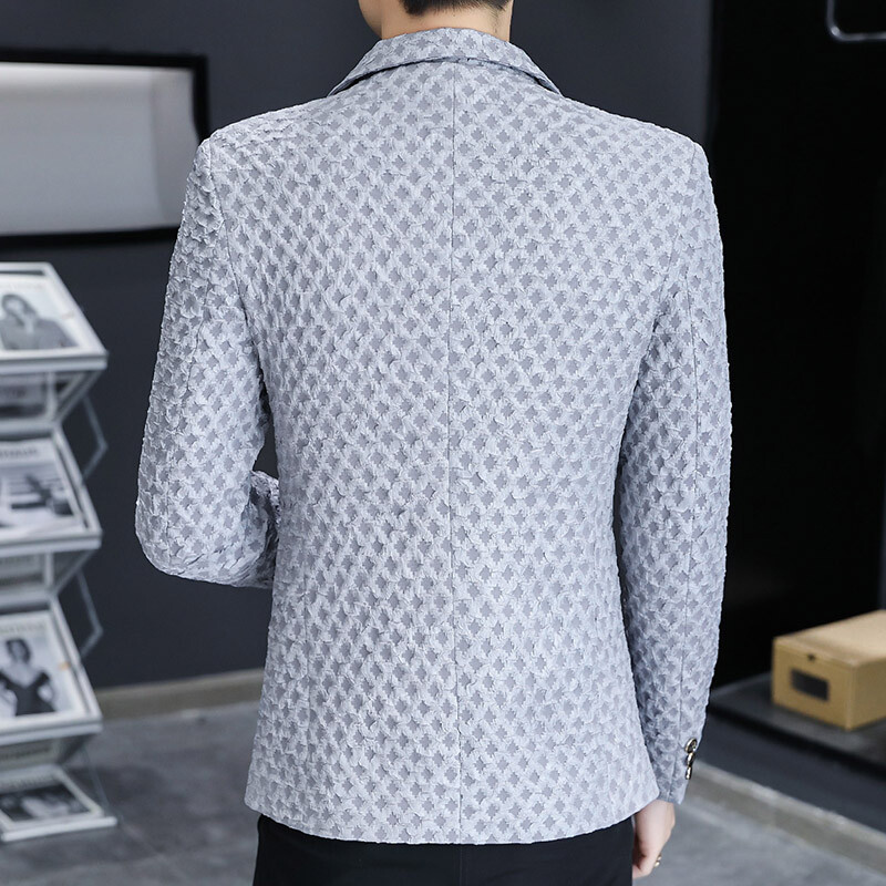 Jesen 2024. Novo muško modno zgodno poslovno odijelo u trendu, korejska verzija, uski kroj, sve, jakna Mujer, poliester