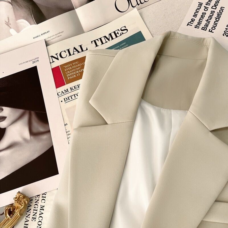 Korejas elegants melns žakete biroja dāma augstas klases zīmols sieviešu apģērbi, kostīmi pavasara rudens jaka, vienrindas mēteļi ar garām piedurknēm