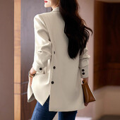 Jachete de costum elegante de primăvară, toamnă, îmbrăcăminte pentru femei, blazer, haină coreeană șic, cu mânecă lungă, croită, cu nasturi, paltoane solide, top pentru femei.